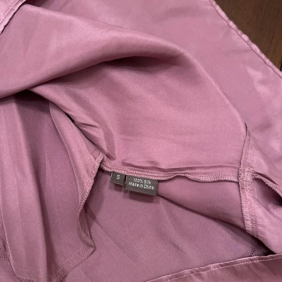 janet Womens Dress S Mauve Pink 100% Silk Bow Back Fairycore Coquette Babydoll - Picture 12 of 13